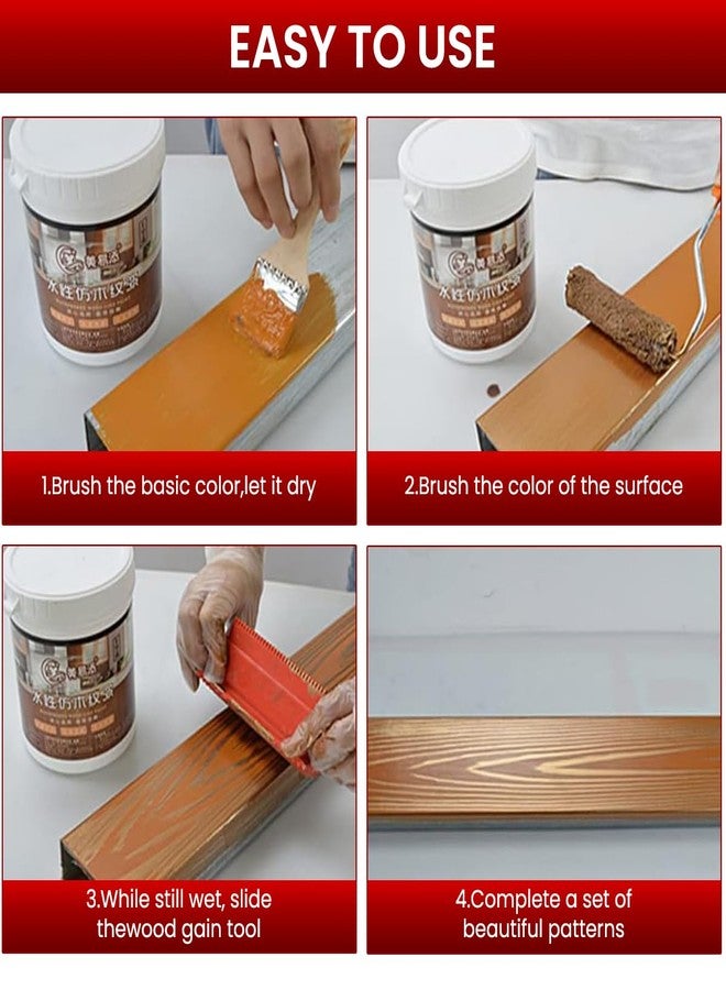 Serplex مجموعة أدوات Serplex® المكونة من 4 قطع من بكرات نقش الخشب، بأحجام متعددة، مصنوعة من مادة PVC، مع مشط، تصميم 2 في 1 للطلاء، وتشطيب الأثاث، وديكور المنزل، والجدران، والأبواب، وتأثيرات نسيج الخشب الإبداعية. - Image 3